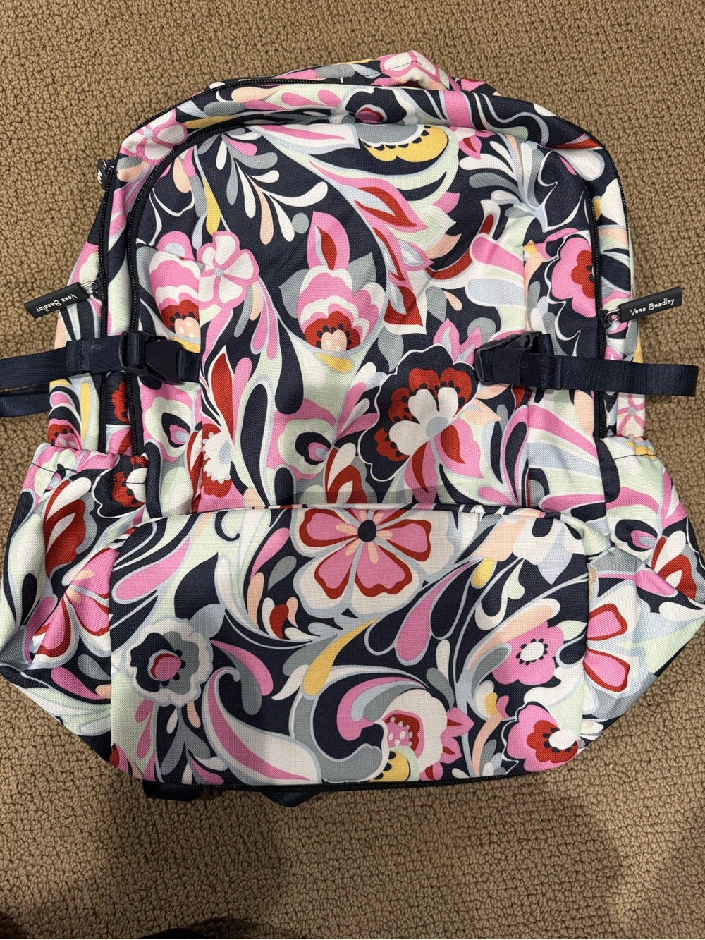 Vera Bradley Navy Pink Floral Pattern Backpack
